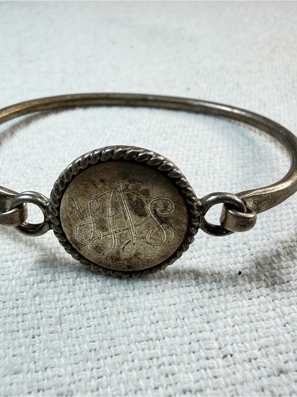 Vintage MEX 925 Sterling Silver Engraved Monogram Bangle